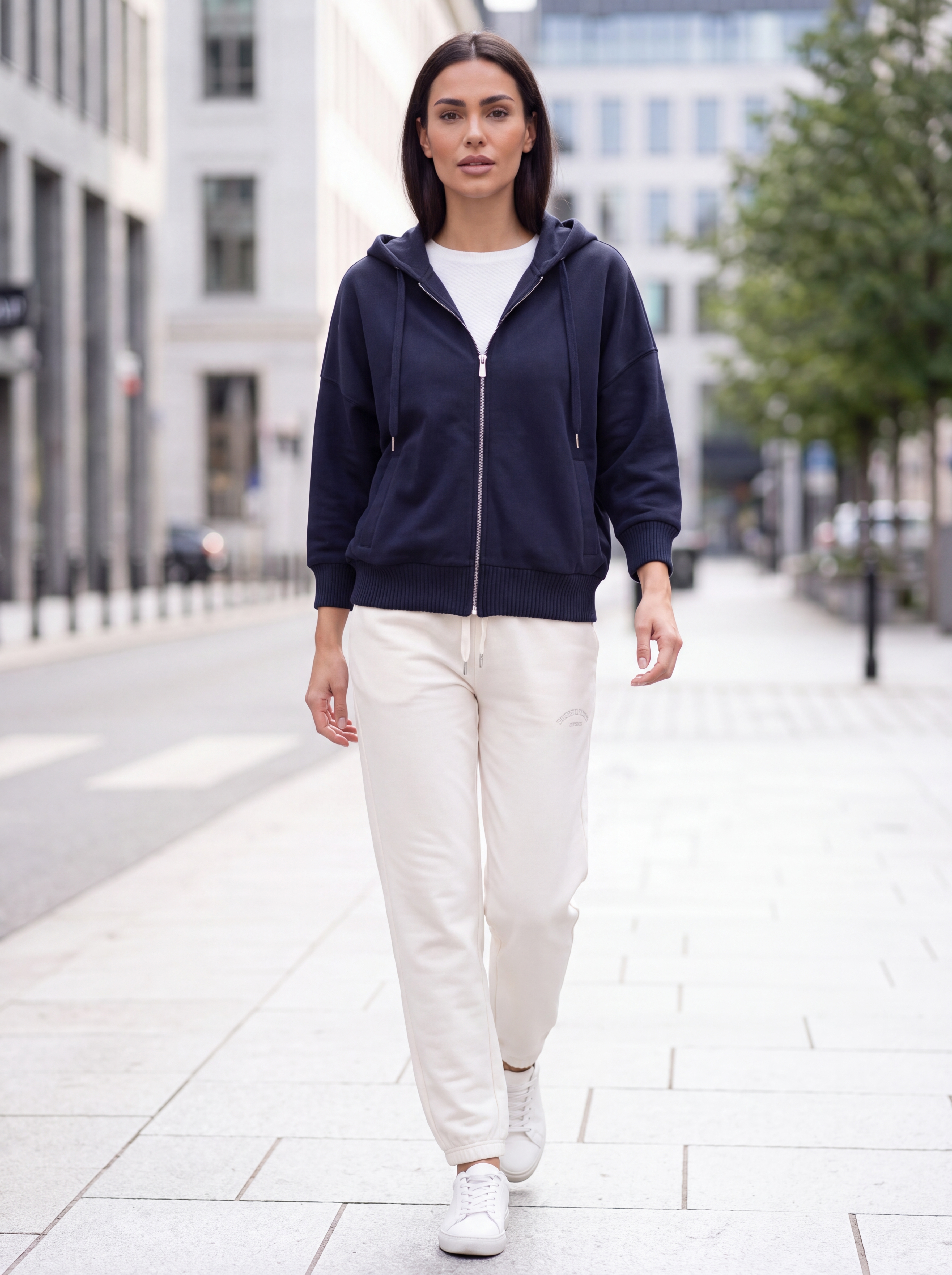 Dámska mikina s kapucňou BROADWAY NYC FASHION NAVY BLUE 1 s.WEAR 2